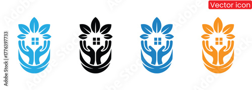 Nurturing hands embrace a home sheltered by leaves, a powerful symbol of eco living, sustainable housing, and safe community.