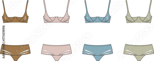 Bra and Panty Sets Vector Illustrations for Fashion Design and Lingerie Concepts