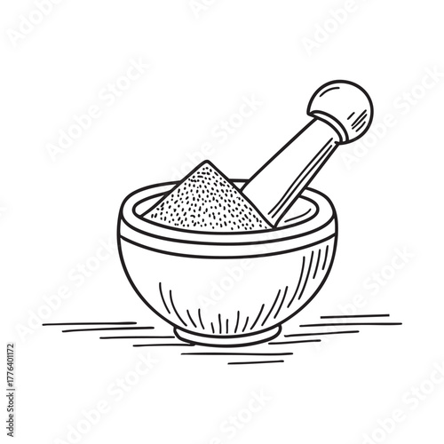 Mortar filled with hand-ground spice blend