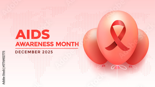 AIDS Awareness Month December 2025 Red Ribbons, Balloons, and Global Health Campaign Imagery