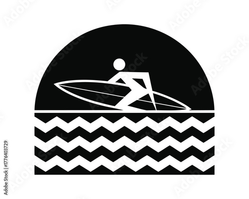 Stand up paddle boarding icon vector illustration