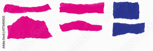 Wallpaper Mural Torn pink and blue paper pieces on white, abstract backdrop Torontodigital.ca