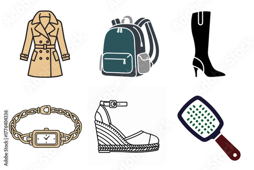 Skincare and Beauty Product Icons Set: Serum Dropper, Ampoule, Face Mask, Spray Bottle - Cosmetic Treatment Vector Collection