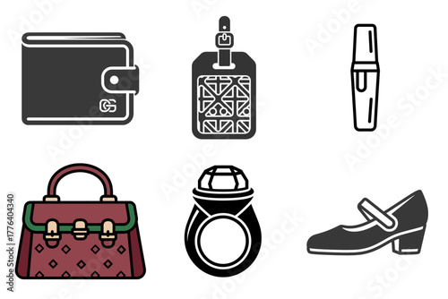 Skincare and Beauty Tools Icons Set. Includes Face Roller, Serum Dropper, Facial Cleansing Brush, and Mask. Self-Care, Cosmetic, Wellness Vector Art.