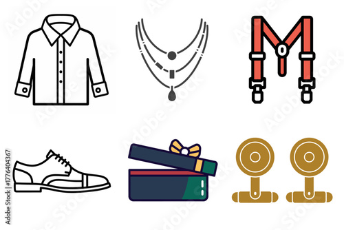 Makeup and Beauty Cosmetics Flat Design Icons Set. Vector Collection of Eyeshadow, Mascara, Brushes, Eyeliner, and Lip Gloss.