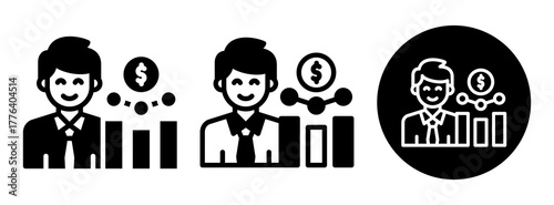 Sales Manager Icon Collection Glyph & Mixed Style