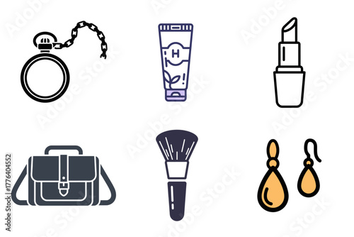 Set of Wellness, Business, Nature, and Relaxation Icons - Vector illustrations for office, meditation, yoga, fountains, and bamboo