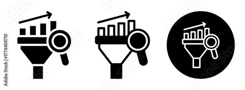 Funnel Analysis Icon Collection Glyph & Mixed Style