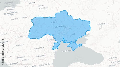 Zoom on the map of Ukraine in horizontal format