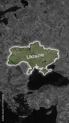 Zoom on the map of Ukraine in vertical format