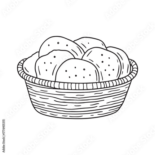 Woven basket filled with fresh flatbreads