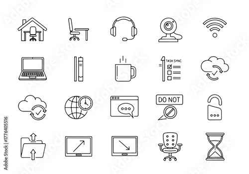 Remote Work Essentials Icon Set
