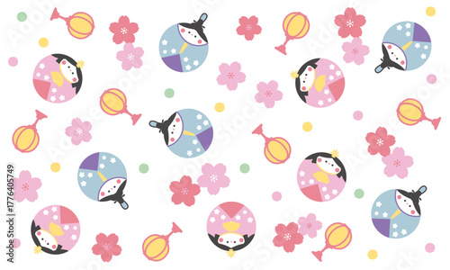 まるいかわいいひなまつりの壁紙