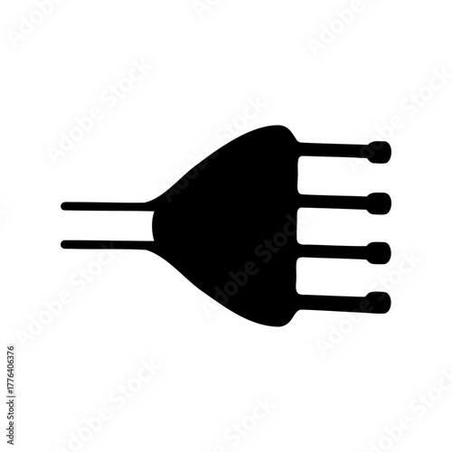 Abstract Black and White Illustration of a Plug with Multiple Prongs Design