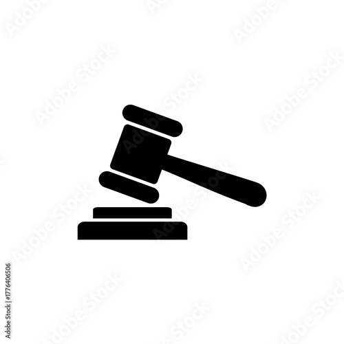 Black Gavel Icon – Court Verdict Symbol, Legal Judgment Vector, Justice Silhouette