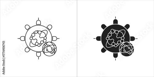 Global network connection icon with nodes and lines, representing international communication