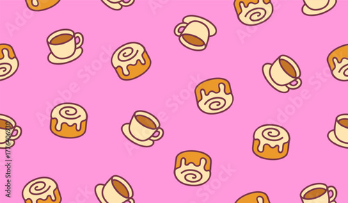 Cinnamon rolls pattern background vector design