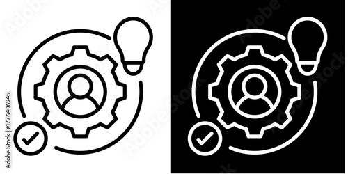 Competency Wheel Icon Set White Style Collection
