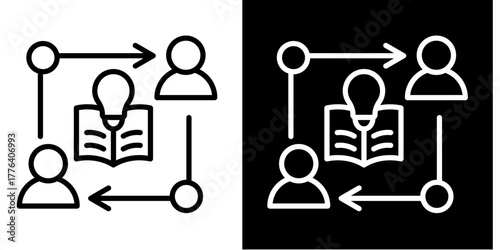 Knowledge Sharing Icon Set White Style Collection
