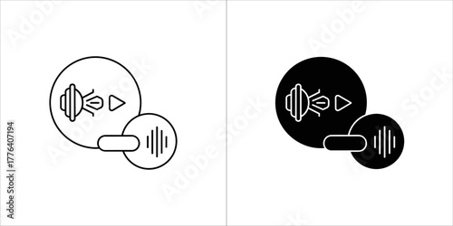 Sound wave icon with play button and volume control