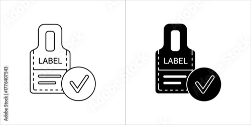 Label with checkmark icon, representing approval or confirmation