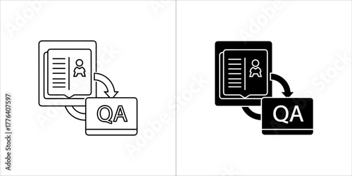 Quality assurance process icon with document and qa symbol