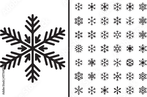 snowflake 40 icon grid vector set sixfold symmetry designs