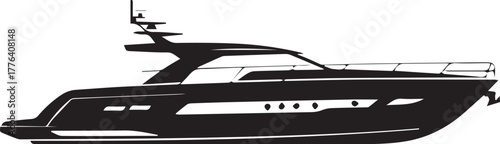 yacht motorboat silhouette modern cruiser vector artwork
