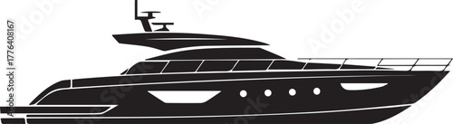 yacht motorboat silhouette profile vector icon for nautical projects
