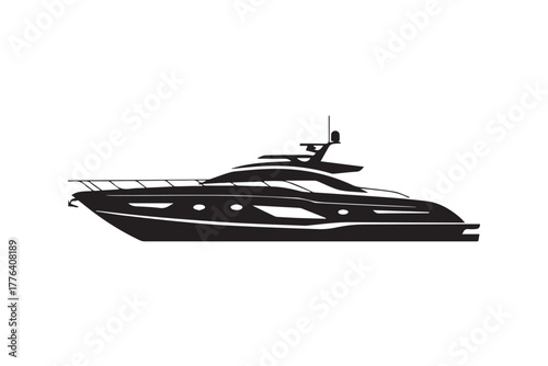 yacht motorboat silhouette cruiser profile vector illustration
