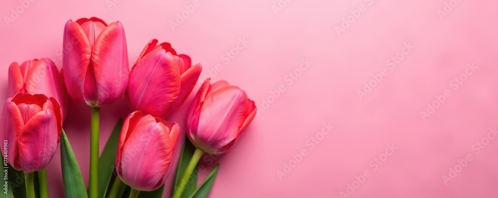 Obraz premium Pink backdrop, vibrant pink tulips in full bloom , bloom, pretty