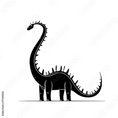 Iguanodon. Iguanodon simple black and white line art vector logo
