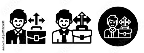 Business Direction Icon Collection Glyph & Mixed Style
