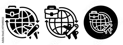 Business Trip Icon Collection Glyph & Mixed Style