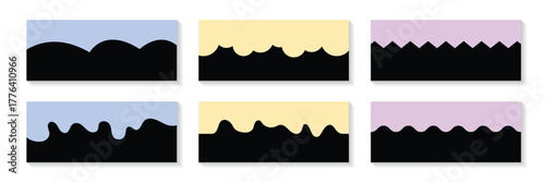 Border shape background for website design. Curve lines, wave collection of abstract design element for top and bottom page website.