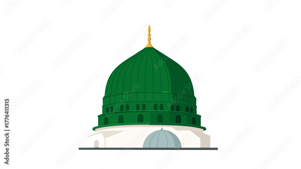 Obraz premium Madina Sharif Green Dome Islamic Background Illustration
