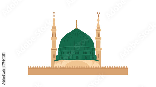 Prophet Mosque Dome Madina Saudi Arabia Vector Art