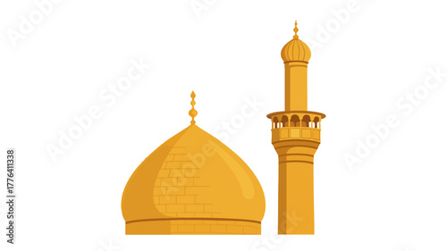 Shrine of Imam Hussain in Karbala Iraq Golden Dome Illustration