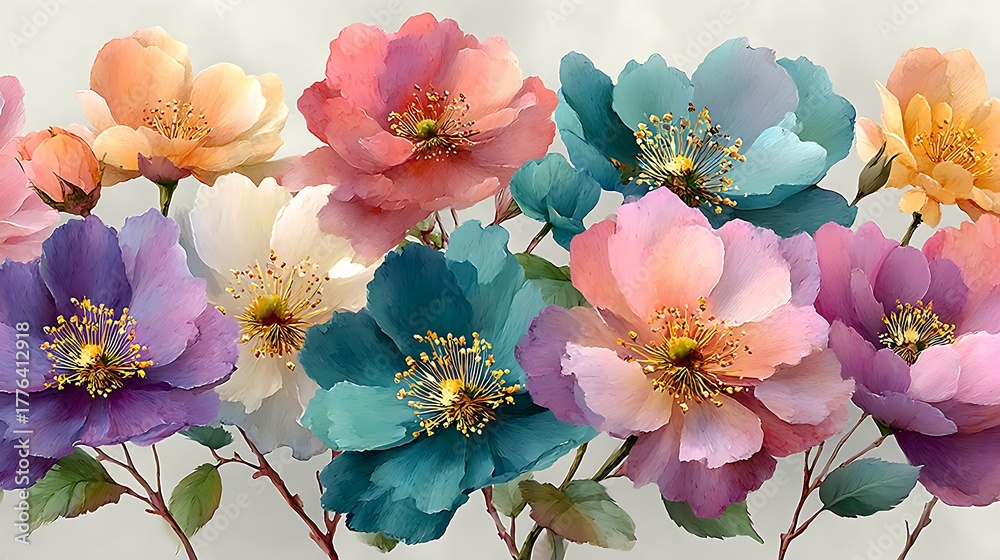 Fototapeta premium Stunning floral artwork with vibrant blossoms high resolution picture