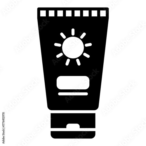 Sunscreen cream icon with pouch bottle