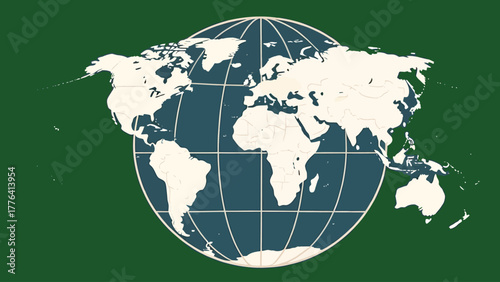 Clean and modern linear illustrations of the planet Earth, accurate continental outlines, longitude and latitude lines, and abstract global concepts in minimal vector style.