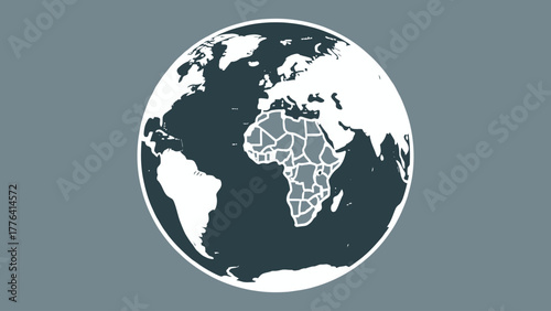 Clean and modern linear illustrations of the planet Earth, accurate continental outlines, longitude and latitude lines, and abstract global concepts in minimal vector style.