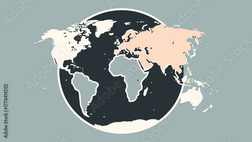 Clean and modern linear illustrations of the planet Earth, accurate continental outlines, longitude and latitude lines, and abstract global concepts in minimal vector style.