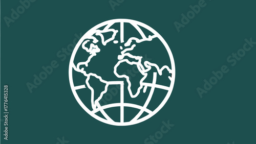 Clean and modern linear illustrations of the planet Earth, accurate continental outlines, longitude and latitude lines, and abstract global concepts in minimal vector style.