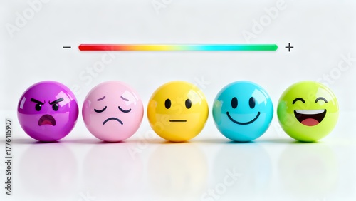 Pastel Mood Spectrum Showing Emotions from Sadness to Joy Across Five Faces