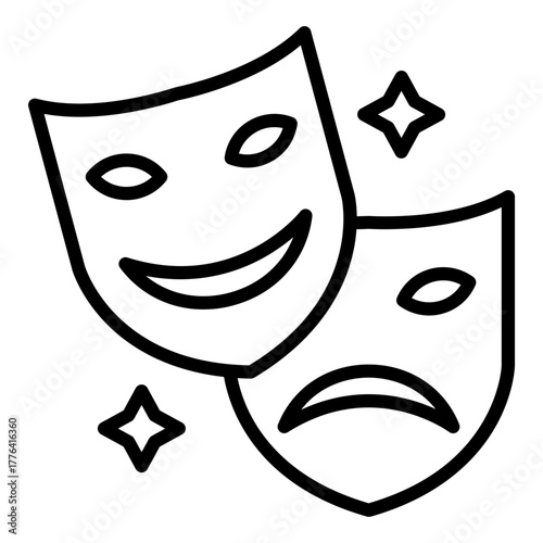 Theater Masks Line Color Icon