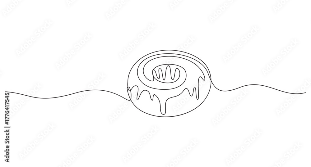 Fototapeta premium Fresh donuts Icon continuous single line art vector illustration,