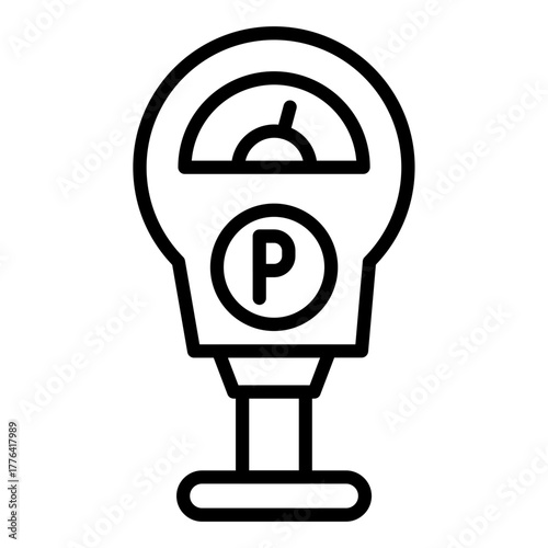 Parking Meter Line Color Icon