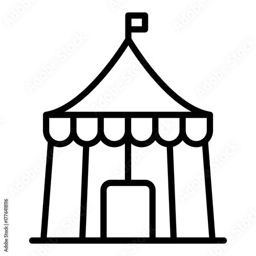 Circus Tent Line Color Icon