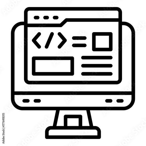 Web Coding Line Color Icon